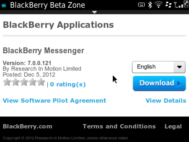 BlackBerry Messenger 7.0.0.121